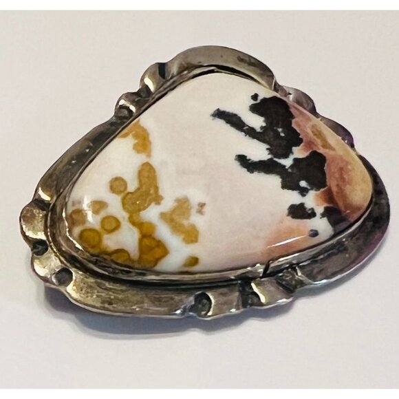 Vtg Picture Jasper Pendant Artisan Silver 925 Necklace Southwest Twisted Torque - Picture 3 of 11